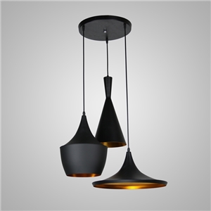 Pendant 3 Light American Style Black Chandelier Iron Aluminum Spinning