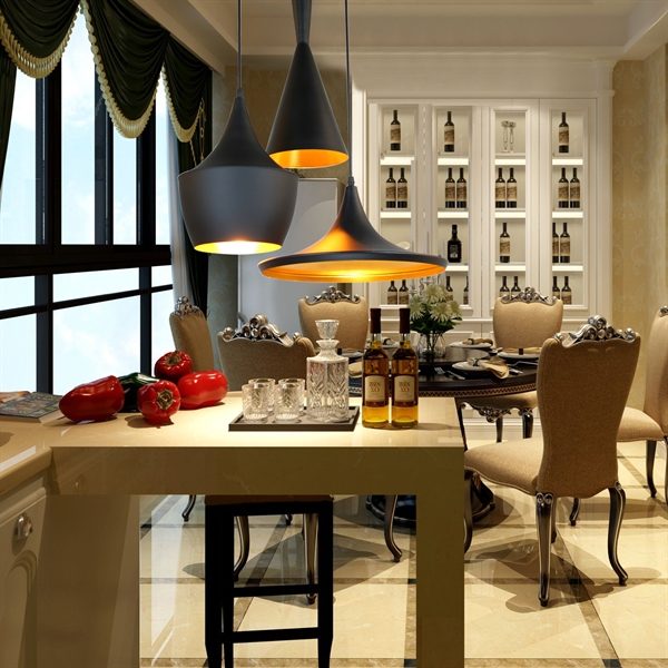 Pendant 3 Light American Style Black Chandelier Iron Aluminum Spinning - Image 2