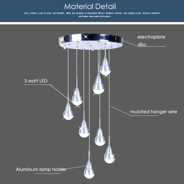 Modern Simple Acrylic LED Pendant Light 9-light Ceiling Lights Energy Saving - Image 7