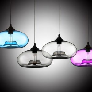 Modern Glass Pendant Light Hand Blown Colorful Bell Shaded with 1 Light Dining Room Living Room Bedroom Ceiling Lights(Color of Love)