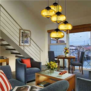 Modern Transparent Glass Pendant Light Hand Blown Colorful Bell Shaded with 1 Light Dining Room Living Room Bedroom Ceiling Lights