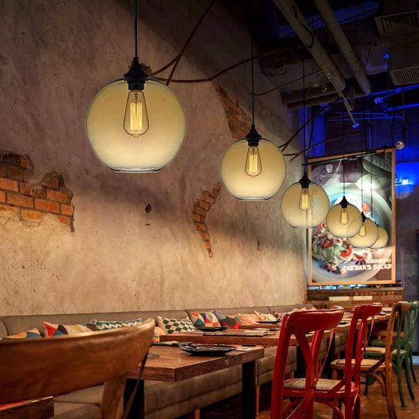 Ceiling Lights Modern Minimalist Glass Pendant Light Globe with 1 Light Dining Room Living Room Bedroom Lighting (Color of Love) - Image 2