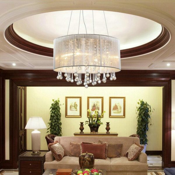 Crystal Pendant Lighting Drum Modern 4 Lights Minimalist Pendant Crystal Ceiling Lights - Image 4