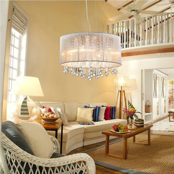 Crystal Pendant Lighting Drum Modern 4 Lights Minimalist Pendant Crystal Ceiling Lights - Image 5