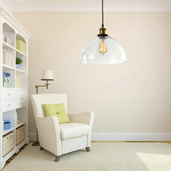 Clear Glass Dome Pendant Light Ceiling Lights (Salty Coffee) - Image 6