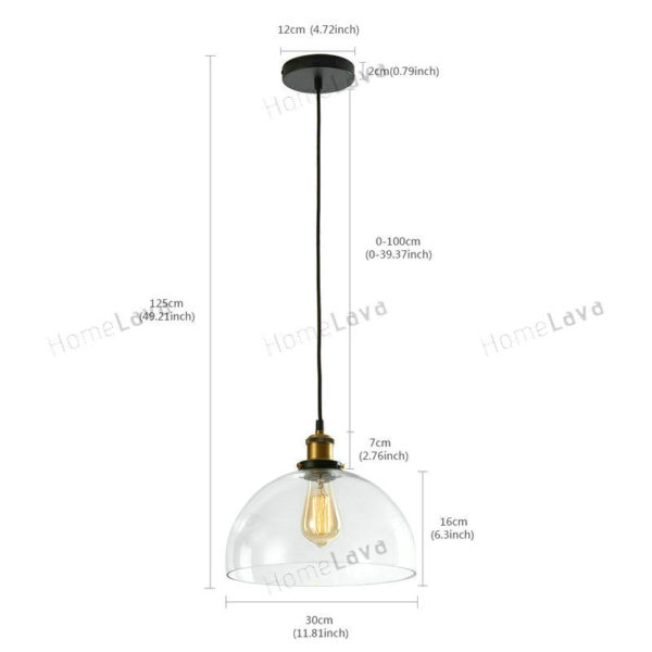Clear Glass Dome Pendant Light Ceiling Lights (Salty Coffee) - Image 7