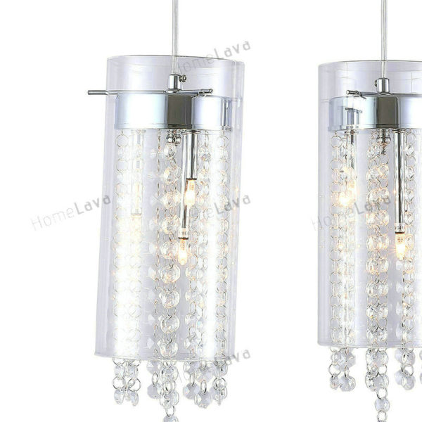 Glass Cylinder Pendant Light Crystal 3-light Pendant Lights with Glass Shades G4 Bulb Base - Image 9