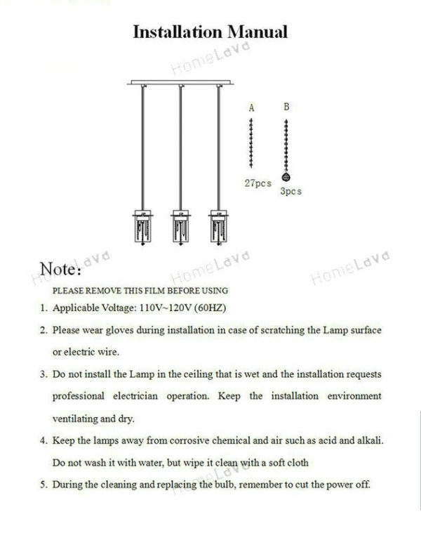 Glass Cylinder Pendant Light Crystal 3-light Pendant Lights with Glass Shades G4 Bulb Base - Image 5