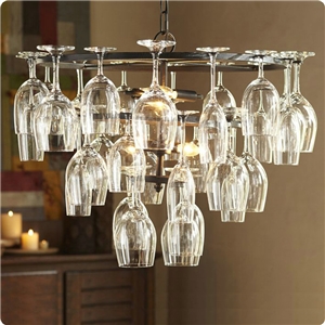 Wine Glass Holder Light Fixture Dining Table Lighting with 6 Lights (Wine Glass NOT Included)