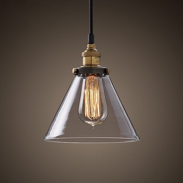 Rustic Glass Pendant Light Clear Glass Shade Dining Room Lighting Ideas Living Room Bedroom Lighting - Image 4