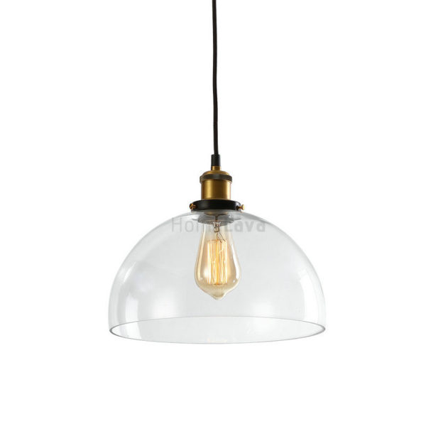 Clear Glass Dome Pendant Light Ceiling Lights (Salty Coffee) - Image 2