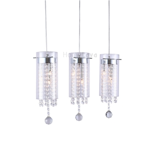 Glass Cylinder Pendant Light Crystal 3-light Pendant Lights with Glass Shades G4 Bulb Base