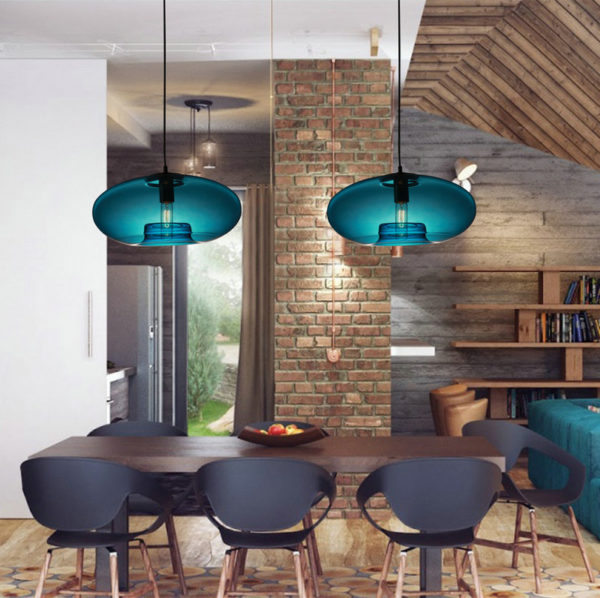 Glass Pendant Lights Modern Contemporary Blue Glass Ceiling Light Fixture Dining Room Living Room Bedroom Lighting - Image 9