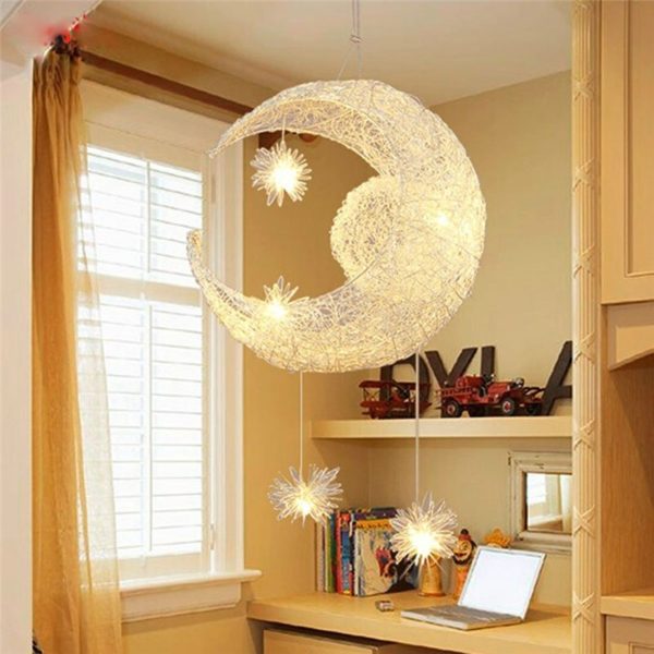 Moon Star Ceiling Light hanging lights for bedroom Kids Room with 5 Lights - Image 9