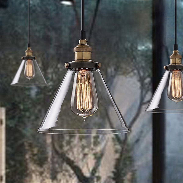 Rustic Glass Pendant Light Clear Shade Dining Room Lighting Ideas Living Bedroom Km - Ceiling Light Shades For Dining Room