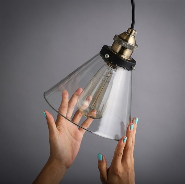 Rustic Glass Pendant Light Clear Glass Shade Dining Room Lighting Ideas Living Room Bedroom Lighting - Image 3