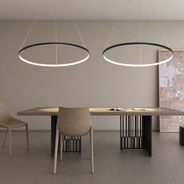 LED Pendant Light Nordic Modern Ring Black Bedroom Dinging Room Living Room Bar Single Ring - Image 8