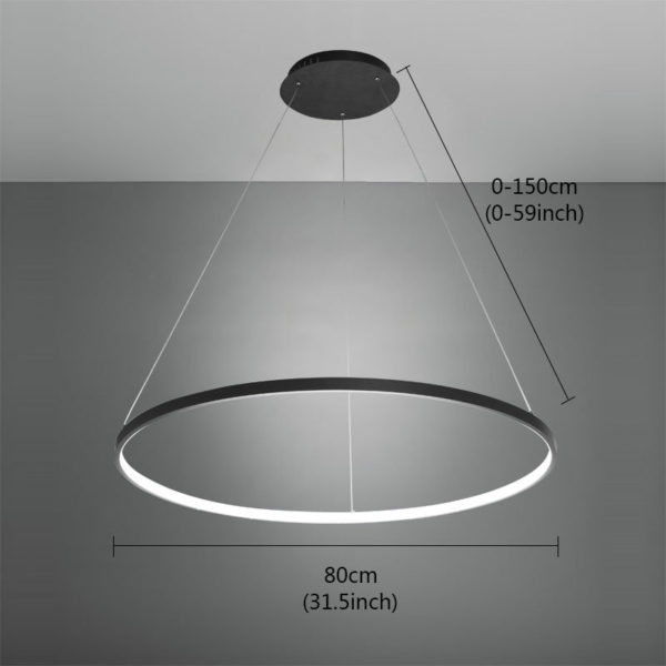 LED Pendant Light Nordic Modern Ring Black Bedroom Dinging Room Living Room Bar Single Ring - Image 2