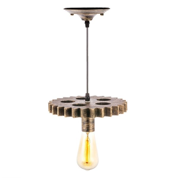 Retro Style Gear Pendant Light Bedroom Living Room Kitchen Lighting Single Light - Image 4