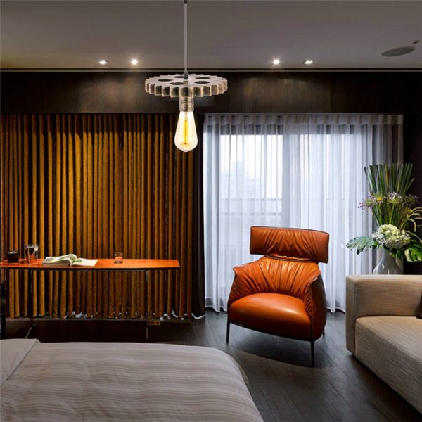 Retro Style Gear Pendant Light Bedroom Living Room Kitchen Lighting Single Light - Image 5