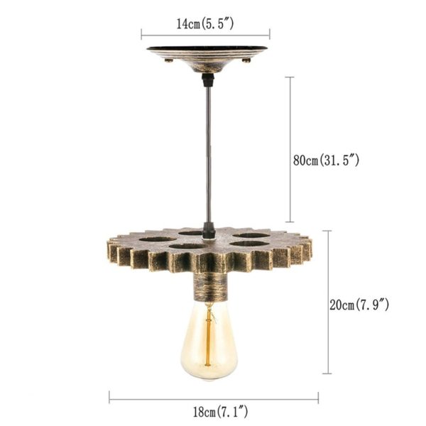 Retro Style Gear Pendant Light Bedroom Living Room Kitchen Lighting Single Light - Image 2