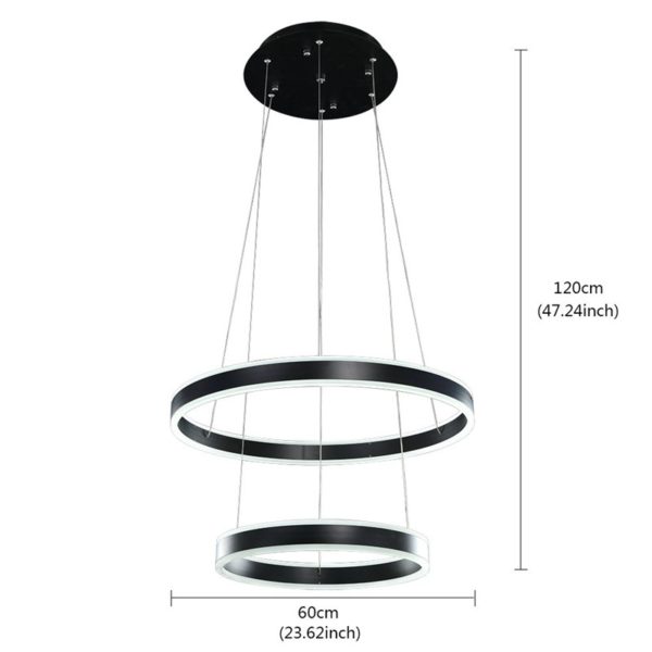 Nordic Modern LED Light Black Round Restaurant Bar Simple Creative Pendant Light 2 Lights - Image 2