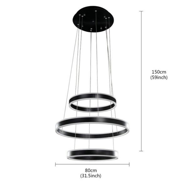 Nordic Modern LED Light Black Round Restaurant Bar Simple Creative Pendant Light 3 Lights - Image 2