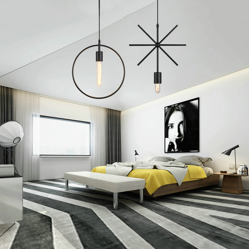 Nordic Retro Geometric Iron Craft Pendant Light Cafe Restaurant Bar Lighting Single Light - Image 5