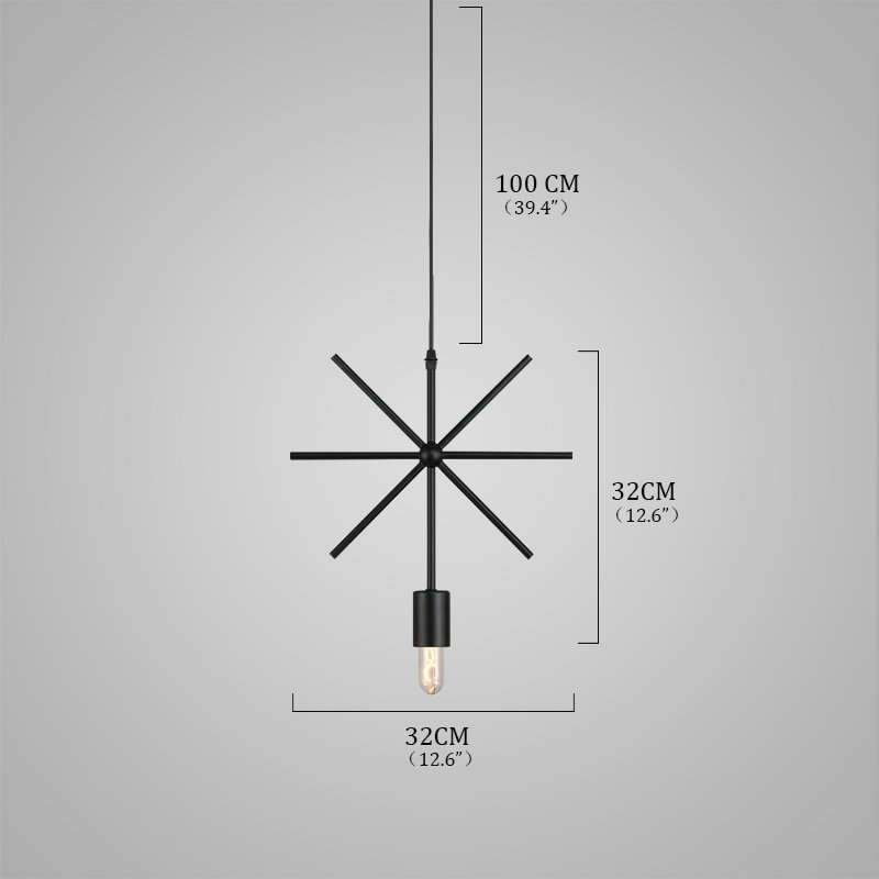 Nordic Retro Geometric Iron Craft Pendant Light Cafe Restaurant Bar Lighting Single Light - Image 2