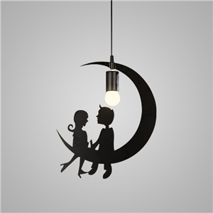 Nordic Retro Iron Craft Pendant Light Couple Under Moon Cafe Dining Room Bedroom Lighting Single Light