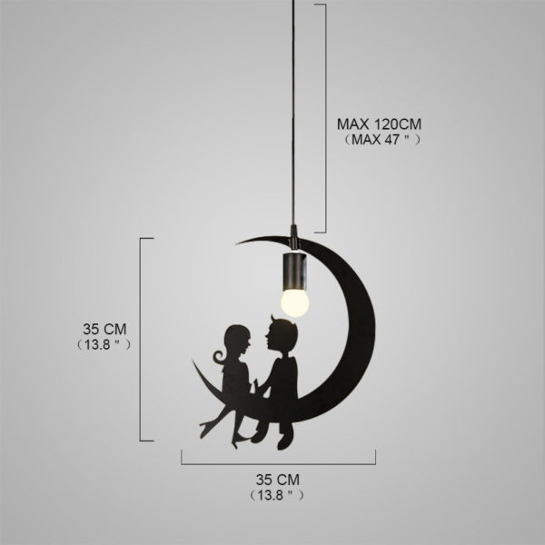 Nordic Retro Iron Craft Pendant Light Couple Under Moon Cafe Dining Room Bedroom Lighting Single Light - Image 2