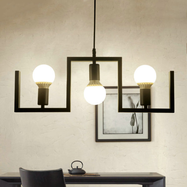 Nordic Retro Creative Geometric Iron Pendant Light Cafe Restaurant Bar Lighting 3 Lights - Image 8