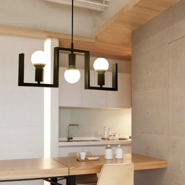 Nordic Retro Creative Geometric Iron Pendant Light Cafe Restaurant Bar Lighting 3 Lights - Image 9