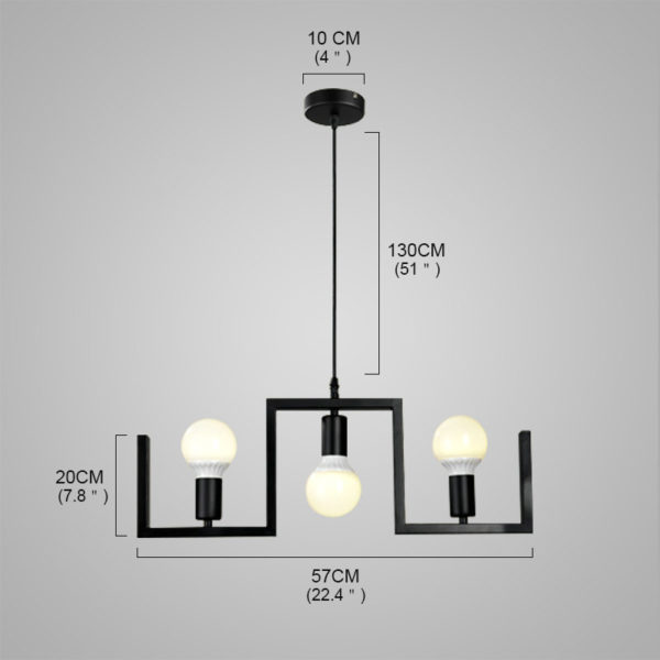 Nordic Retro Creative Geometric Iron Pendant Light Cafe Restaurant Bar Lighting 3 Lights - Image 2