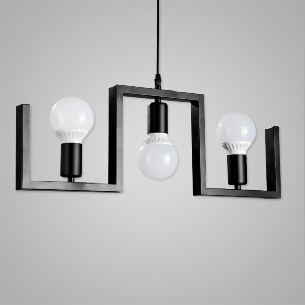 Nordic Retro Creative Geometric Iron Pendant Light Cafe Restaurant Bar Lighting 3 Lights - Image 3