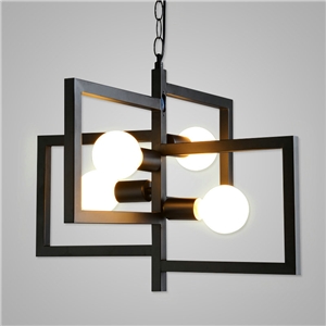 Nordic Retro Creative Geometric Iron Pendant Light Craft Cafe Restaurant Bar Lighting 4 Lights
