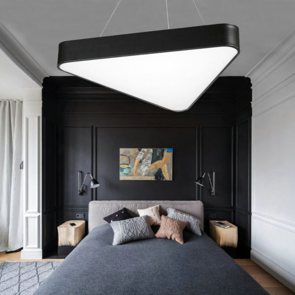 Nordic Modern LED Pendant Light Black Triangle Bedroom Living Room Kitchen Lighting - Image 8