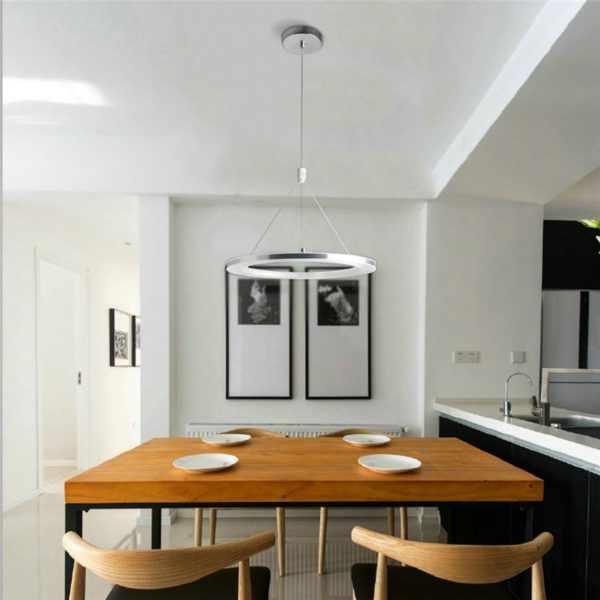 Modern LED Ceiling Lights Silver White Circle Pendant Light Bedroom Living Room Kitchen Lighting - Image 8