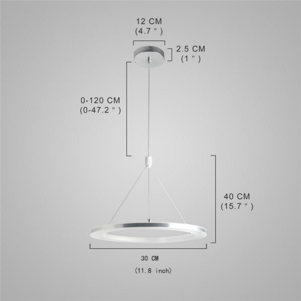 Modern LED Ceiling Lights Silver White Circle Pendant Light Bedroom Living Room Kitchen Lighting - Image 2