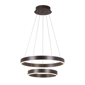 Nordic Modern Circle LED Pendant Light Coffee Brushed Finish Living Room Dining Room Bar Light 2 Circles
