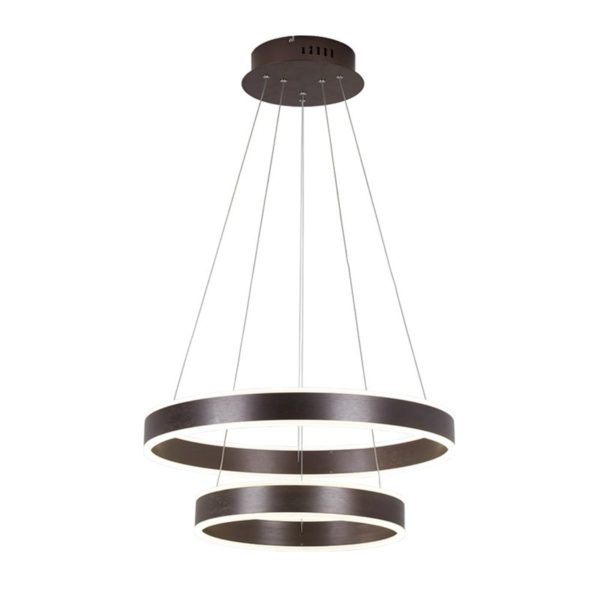 Nordic Modern Circle LED Pendant Light Coffee Brushed Finish Living Room Dining Room Bar Light 2 Circles - Image 3
