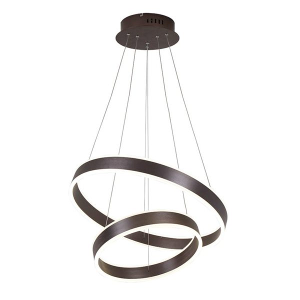 Nordic Modern Circle LED Pendant Light Coffee Brushed Finish Living Room Dining Room Bar Light 2 Circles - Image 4