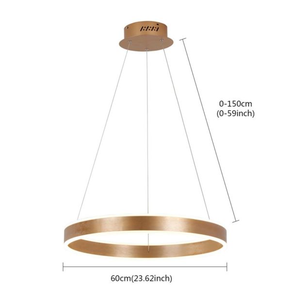 Nordic Modern Circle LED Pendant Light Gold Brushed Finish Living Room Dining Room Bar Light Single Circle - Image 2