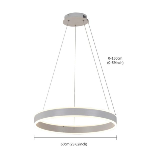 Nordic Modern Circle LED Pendant Light White Brushed Finish Living Room Dining Room Bar Light Single Circle - Image 2