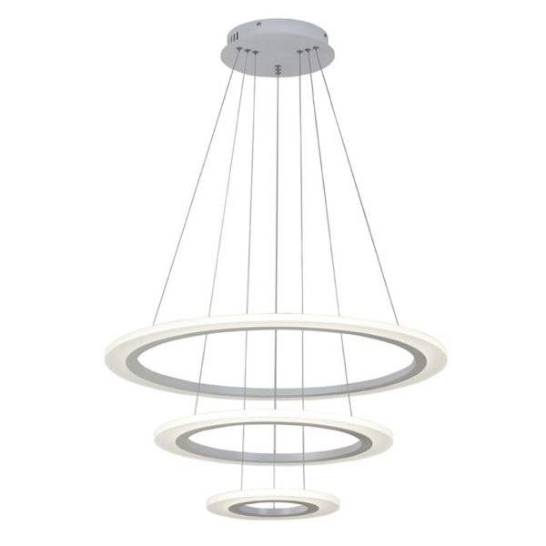 Nordic Modern Circle LED Pendant Light White Living Room Dining Room Bar Light 3 Circles - Image 3