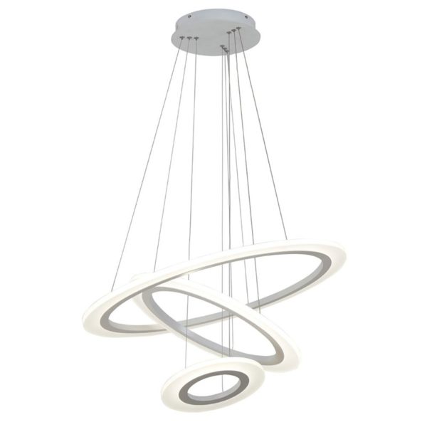 Nordic Modern Circle LED Pendant Light White Living Room Dining Room Bar Light 3 Circles - Image 4