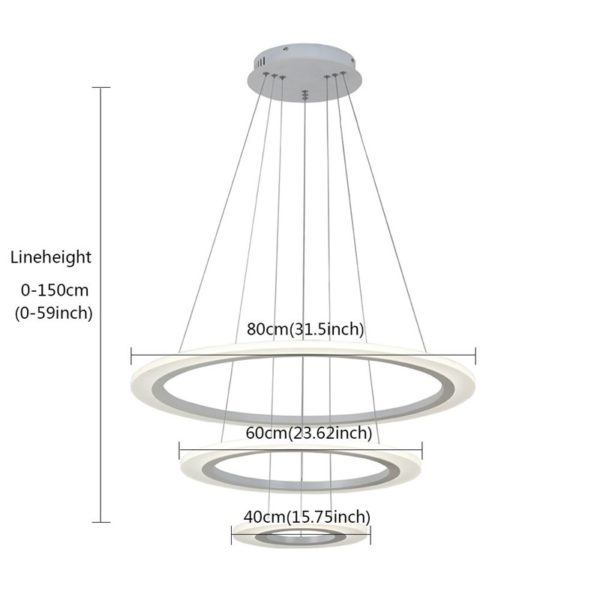 Nordic Modern Circle LED Pendant Light White Living Room Dining Room Bar Light 3 Circles - Image 2