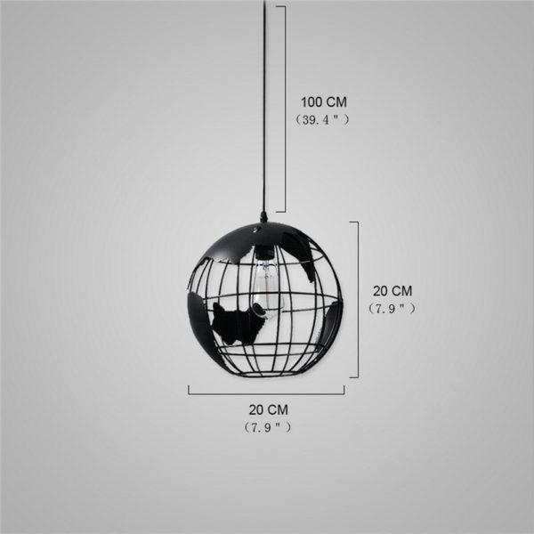 American Rural Style Pendant Light Hollow Globe Modeling Living Room Dining Room Bar Light Black White 2 Options (20*20cm) - Image 2