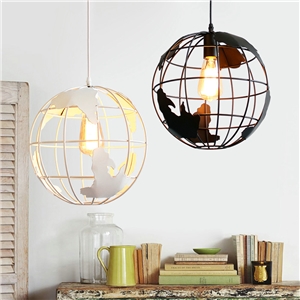 American Rural Style Pendant Light Hollow Globe Modeling Living Room Dining Room Bar Light Black White 2 Options (30*30cm)