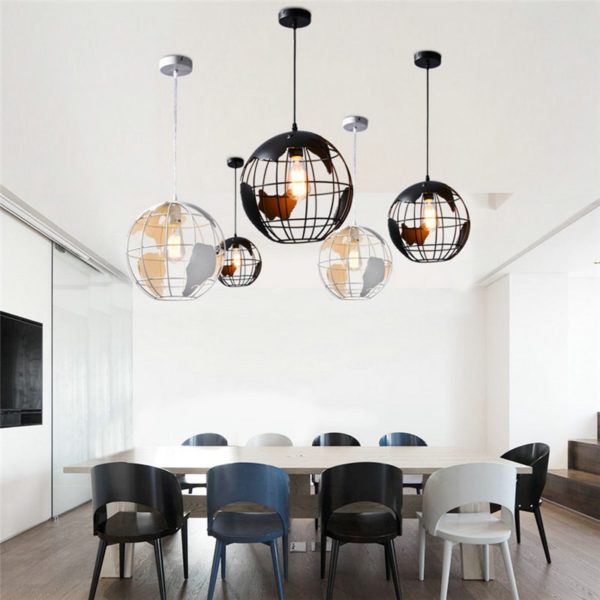 American Rural Style Pendant Light Hollow Globe Modeling Living Room Dining Room Bar Light Black White 2 Options (30*30cm) - Image 8